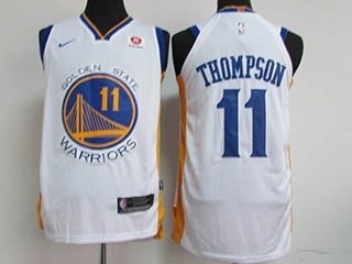 Warriors #11 Klay Thompson White Nike Jersey