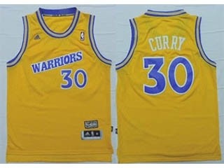 NBA Golden State Warriors Curry #30 Yellow Throwback Jersey