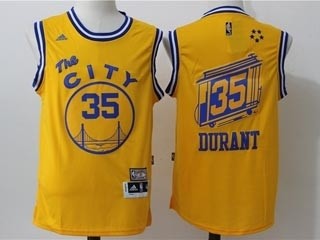 NBA Golden State Warriors Durant #35 Yellow the city jersey