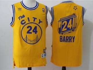 NBA Golden State Warriors Barry #24 Yellow the city Throwback jersey