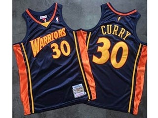 Warriors #30 Stephen Curry Navy 2009-10 Hardwood Classics Jersey