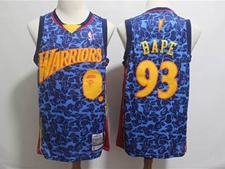 Warriors #93 Bape Blue Hardwood Classics Jersey