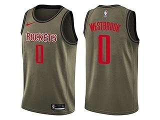 Nike Rockets #0 Russell Westbrook Green Salute to Service NBA Swingman