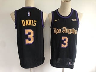 Men's Los Angeles Lakers #3 Anthony Davis Black Nike Latin version Jersey