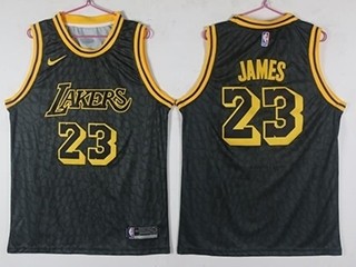 Lakers #23 Lebron James Black City Edition Nike Swingman Jersey