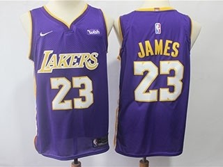 Lakers #23 Lebron James Purple Nike Swingman Jersey