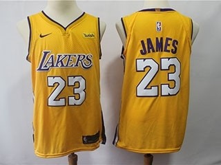 Lakers #23 Lebron James Yellow Nike Swingman Jersey