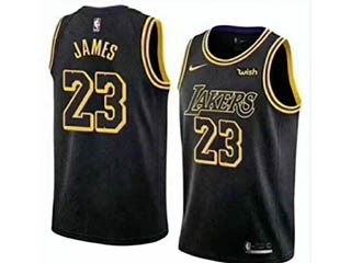 Lakers #23 Lebron James Black Nike Swingman Jersey