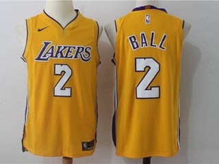 Lakers #2 Lonzo Ball Yellow Nike Jersey