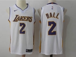 Lakers #2 Lonzo Ball White Nike Jersey