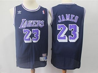 Lakers #23 Lebron James Navy Hardwood Classics Jersey