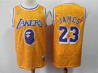 Lakers #23 Lebron James Yellow Hardwood Classics Jersey