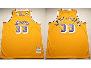 NBA Throwback Los Angeles Lakers Kareem Abdul-Jabbar #33 Yellow