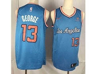 Clippers #13 Paul George Blue Nike Throwback new Jersey