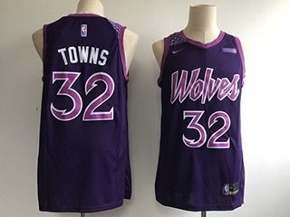 Timberwolves #32 Karl-Anthony Towns Purple 2018-19 City Edition Nike Swingman Jersey