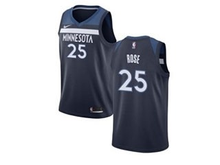 Timberwolves #25 Derrick Rose Navy Nike Swingman Jersey