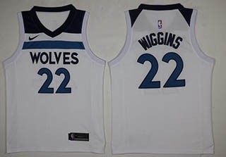 NBA Minnesota Timberwolves Wiggins #22 white Nike Jersey