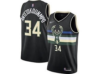 Bucks #34 Giannis Antetokounmpo Black Basketball Swingman Statement Edition 2019-2020 Jersey