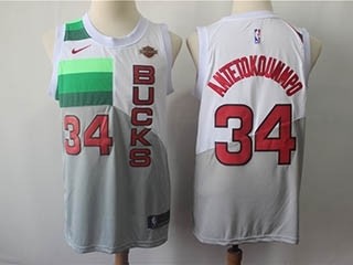 Bucks #34 Giannis Antetokounmpo White 2018 19 Earned Edition Nike Swingman Jersey