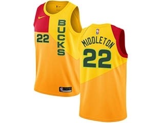 Nike Bucks #22 Khris Middleton Yellow NBA Swingman City Edition 2018 19 Jersey