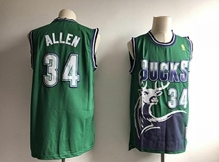 NBA Bucks #34 Ray Allen green Throwback Jersey