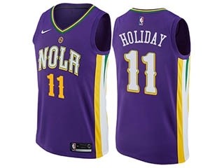 Pelicans #11 Jrue Holiday Purple Mardi Gras Pride Nike Swingman Jersey