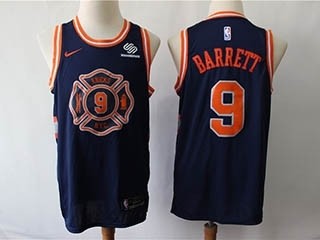 Knicks #9 R.J. Barrett Navy City Edition Nike Swingman Jersey