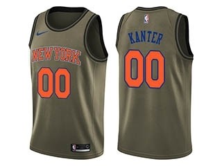 Nike Knicks #00 Enes Kanter Green Salute to Service NBA Swingman Jersey