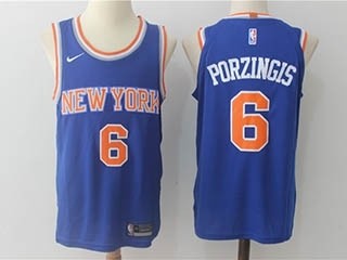 Knicks #6 Kristaps Porzingis Blue Nike Jersey