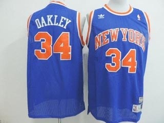 NBA Throwback New York Knicks Oakley #34 blue Jersey