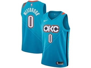 Thunder #0 Russell Westbrook Turquoise 2018-19 City Edition Nike Swingman Jersey