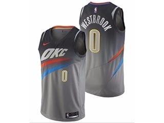 Thunder #0 Russell Westbrook Anthracite Nike City Edition Swingman Jersey