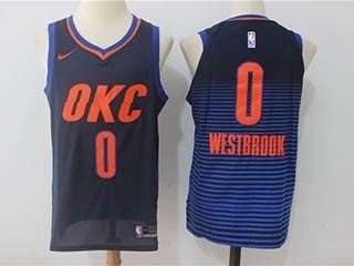 NBA Oklahoma City Thunder #0 Russell Westbrook Navy Nike Jersey