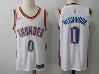 Thunder #0 Russell Westbrook White Nike Jersey