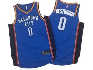 Thunder #0 Russell Westbrook Blue Nike Jersey