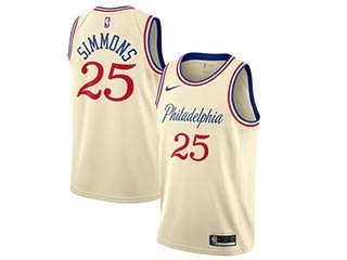 76ers #25 Ben Simmons Cream 2020 City Jersey