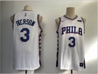 76ers #3 Allen Iverson White Nike Swingman Jersey