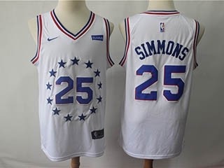 76ers #25 Ben Simmons White 2018 19 Earned Edition Nike Swingman Jersey