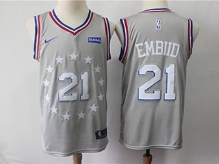 76ers #21 Joel Embiid Gray 2018-19 City Edition Nike Swingman Jersey