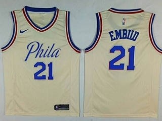 76ers #21 Joel Embiid Cream City Edition Nike Swingman Jersey