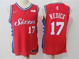 76ers #17 J.J. Redick Red Nike Authentic Jersey