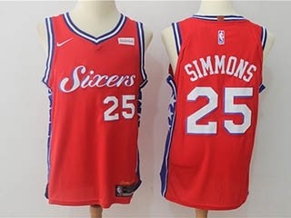 76ers #25 Ben Simmons Red Nike Jersey