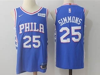 76ers #25 Ben Simmons Blue Nike Jersey