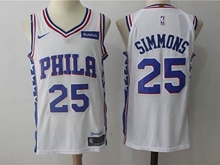 76ers #25 Ben Simmons White Nike Jersey