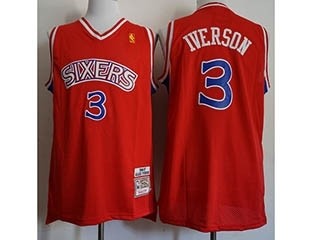 NBA Throwback Philadelphia 76ers Iverson #3 red/blue Jersey