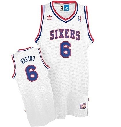 NBA Throwback Philadelphia Sixers 76ers Julius Erving #6 White jersey