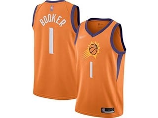 Suns #1 Devin Booker Orange Basketball Swingman Statement Edition 2019-2020 Jersey