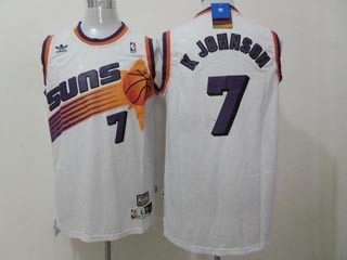 NBA Throwback Phoenix Suns K Johnson #7 white Jersey