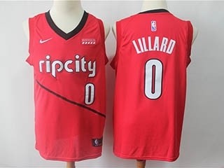 Blazers #0 Damian Lillard Red 2018 19 Earned Edition Nike Swingman Jersey