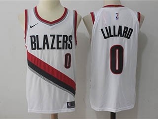 Blazers #0 Damian Lillard White Nike Authentic Jersey